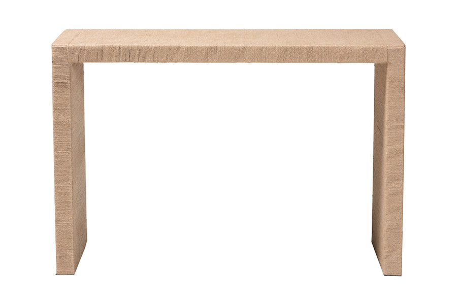Mesa consola Colandra moderna de estilo bohemio con algas marinas y madera en marrón natural de Bali &amp; Pari