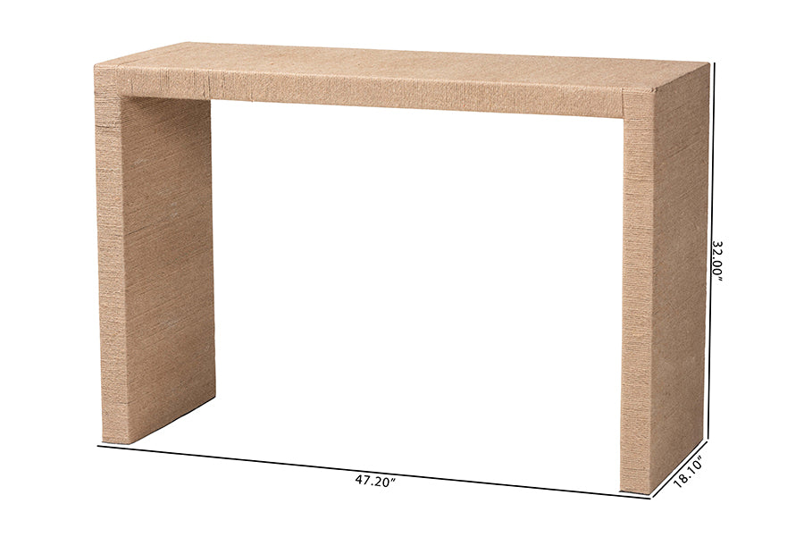 Mesa consola Colandra moderna de estilo bohemio con algas marinas y madera en marrón natural de Bali &amp; Pari