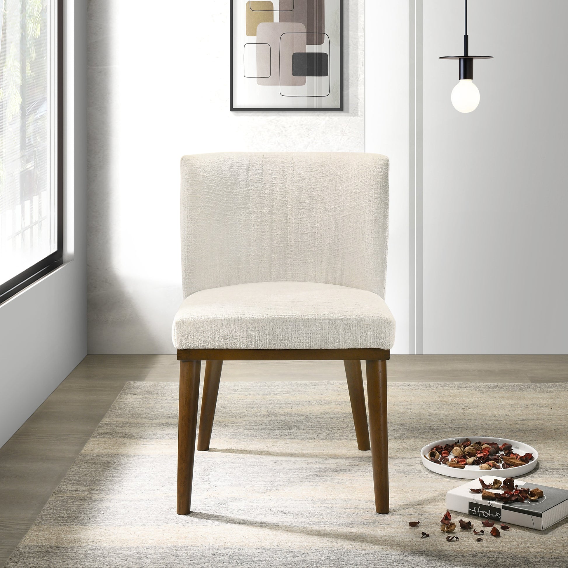 Daley White Fabric Dining Chair (Set Of 2) FredCo