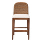 bali & pari Nadim Modern Bohemian Natural Seagrass and Acacia Wood Counter Stool