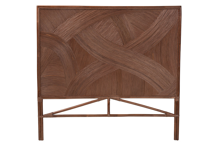 bali & pari Elettra Bohemian Dark Brown Rattan King Size Standalone Headboard