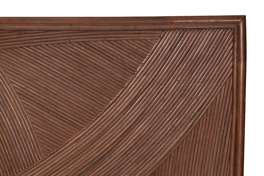 bali & pari Elettra Bohemian Dark Brown Rattan Queen Size Standalone Headboard