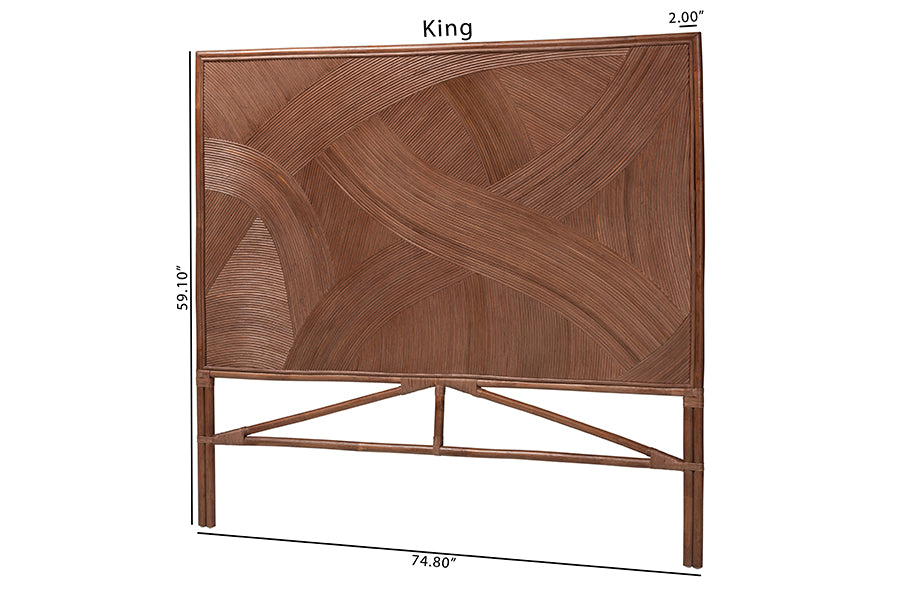 bali & pari Elettra Bohemian Dark Brown Rattan King Size Standalone Headboard