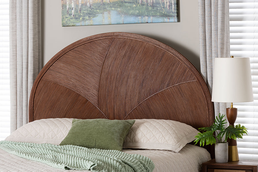 bali & pari Seana Bohemian Dark Brown Rattan Queen Size Standalone Headboard