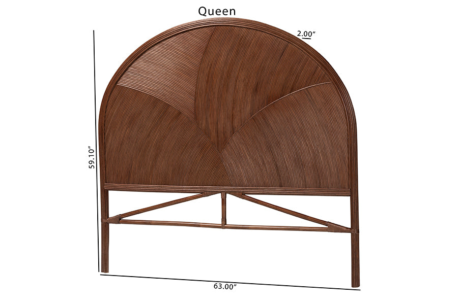 bali & pari Seana Bohemian Dark Brown Rattan Queen Size Standalone Headboard