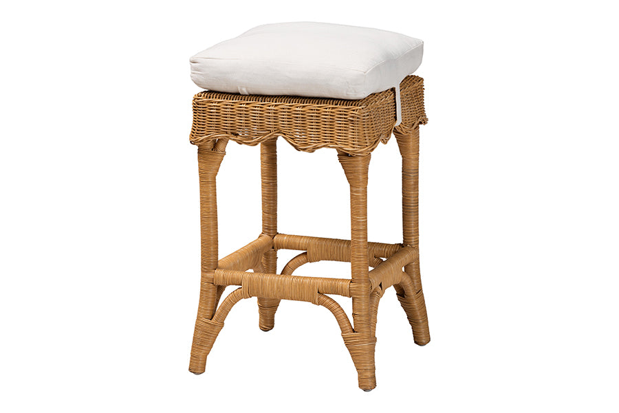 bali & pari Muy Bohemian Scallop Honey Rattan Counter Stool