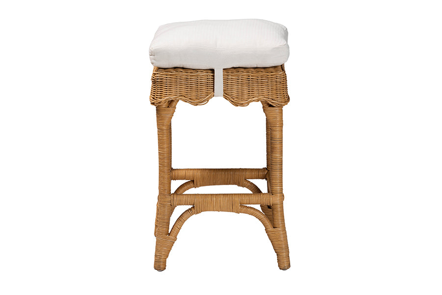 bali & pari Muy Bohemian Scallop Honey Rattan Counter Stool