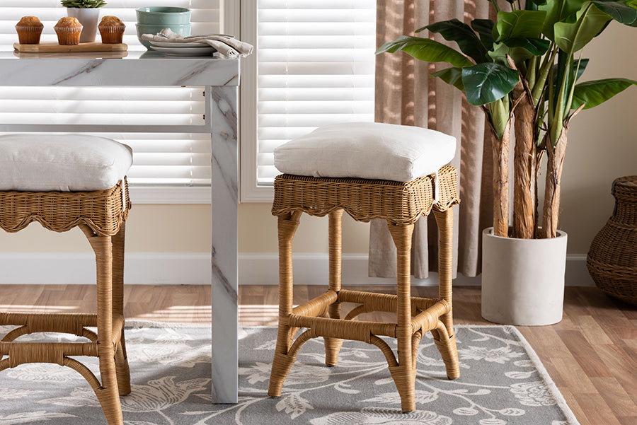 bali & pari Muy Bohemian Scallop Honey Rattan Counter Stool