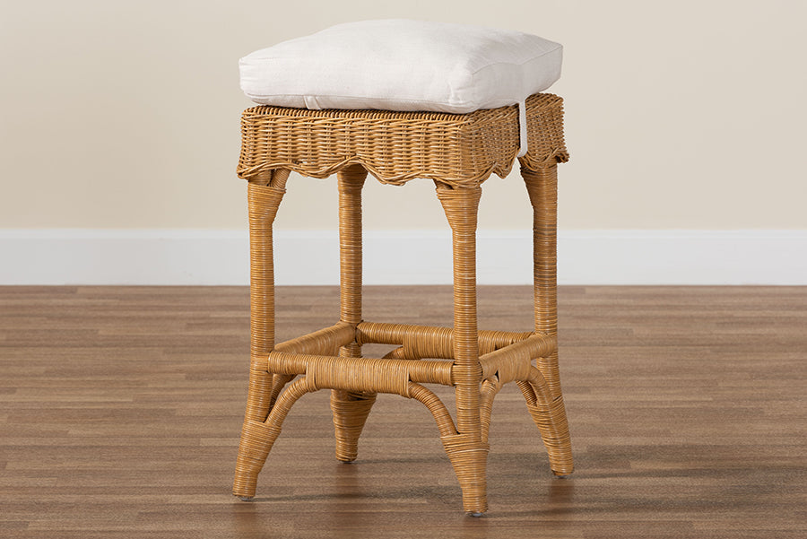 bali & pari Muy Bohemian Scallop Honey Rattan Counter Stool