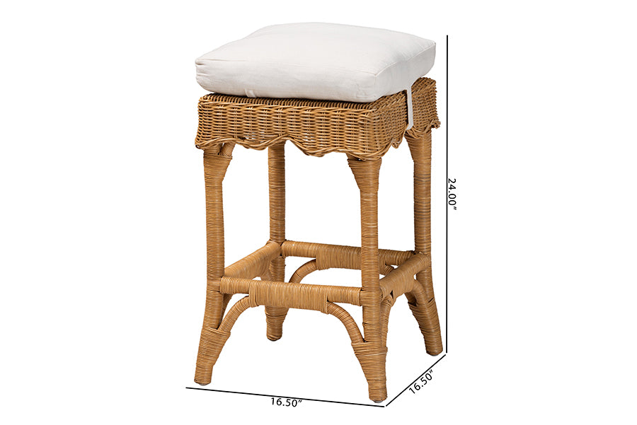 bali & pari Muy Bohemian Scallop Honey Rattan Counter Stool