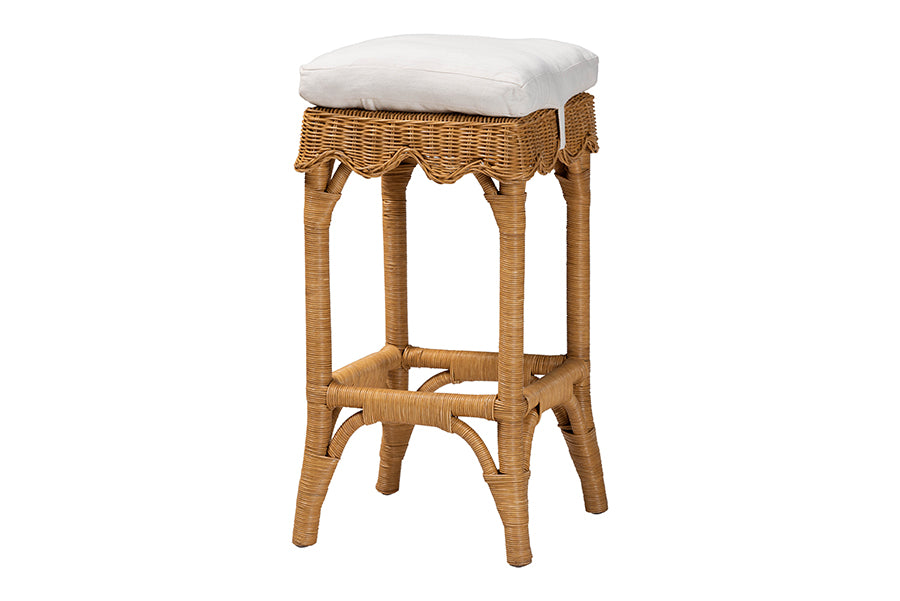bali & pari Muy Bohemian Scallop Honey Rattan Bar Stool