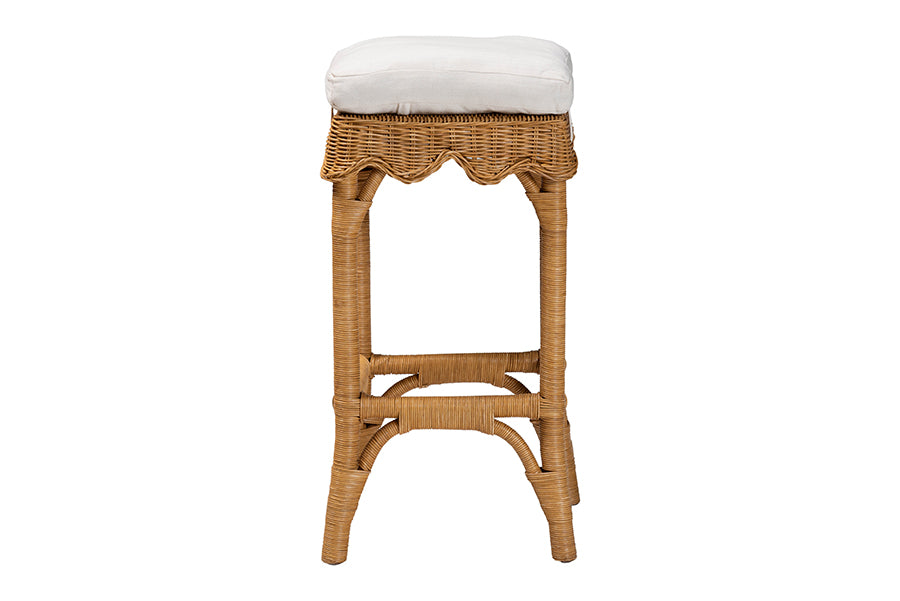 bali & pari Muy Bohemian Scallop Honey Rattan Bar Stool