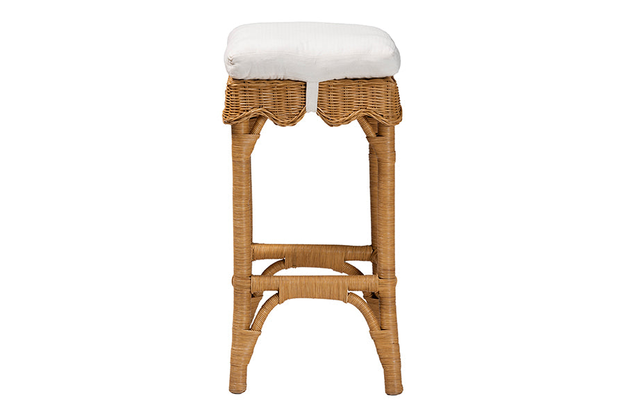 bali & pari Muy Bohemian Scallop Honey Rattan Bar Stool