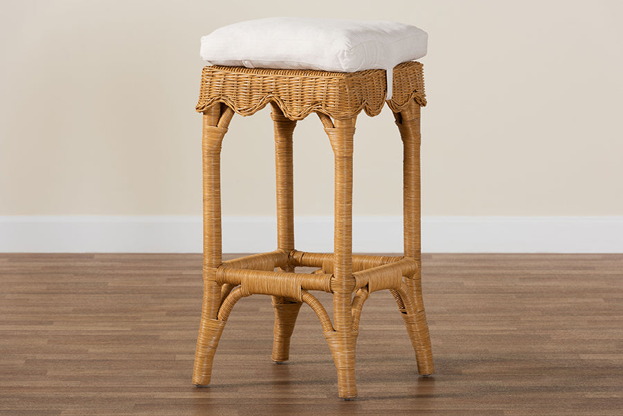 bali & pari Muy Bohemian Scallop Honey Rattan Bar Stool