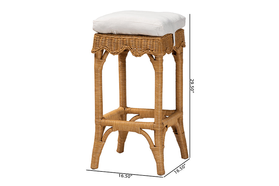 bali & pari Muy Bohemian Scallop Honey Rattan Bar Stool