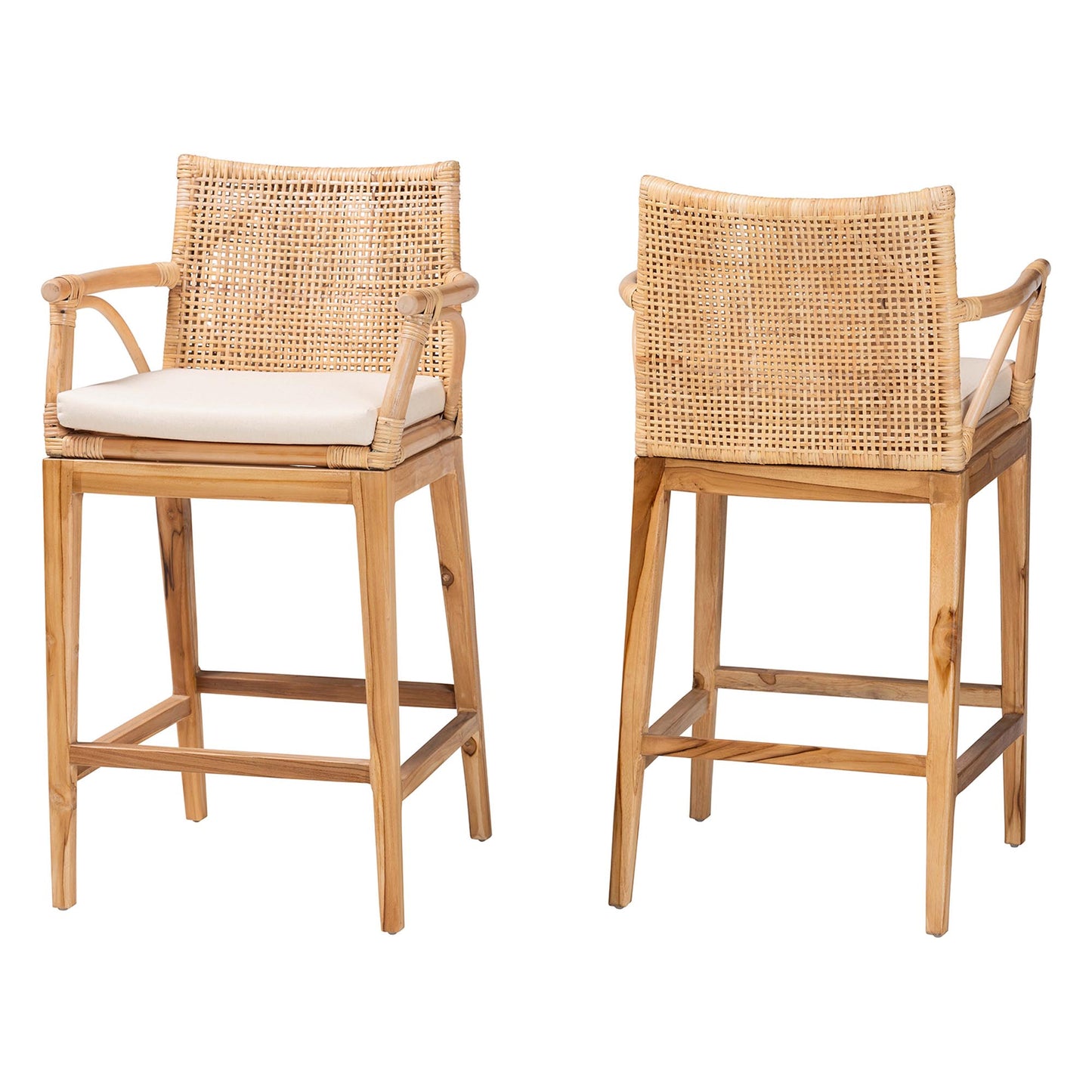 Bali & Pari Storsel 25.6 in. Natural Rattan Wood Counter Stool (Set of 2)