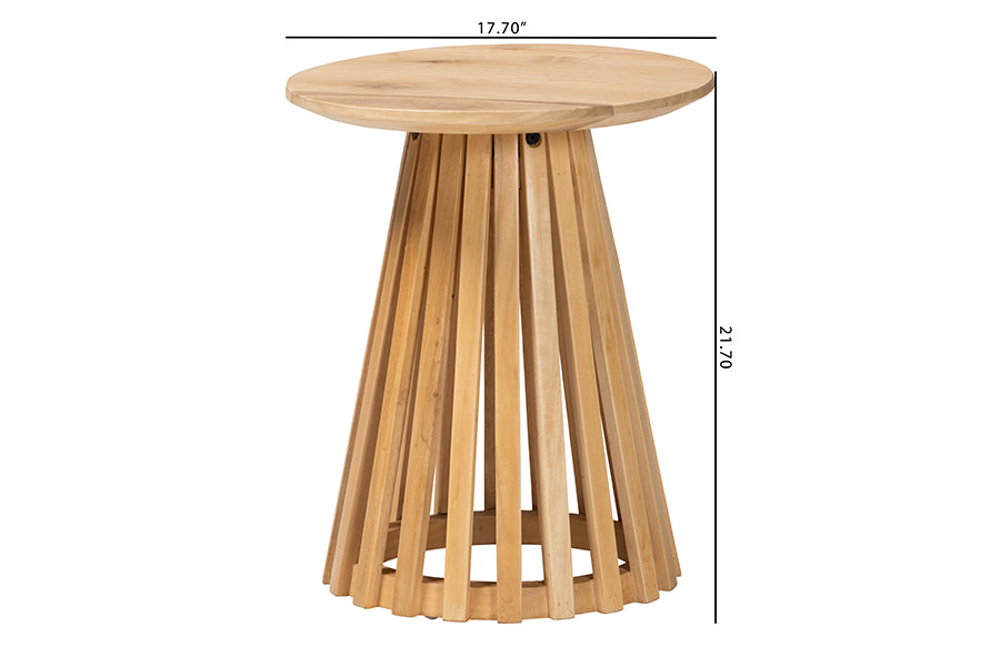 bali & pari Caribic Modern Slatted Acacia Wood End Table