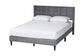Baxton Studio Payne Modern Glam Grey Velvet and Dark Brown Wood Queen Bed