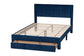 Baxton Studio Elora Modern Navy Blue Pleated Velvet Queen Size Storage Bed