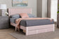 Baxton Studio Elora Modern Light Pink Pleated Velvet Queen Size Storage Bed