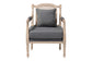 Baxton Studio Clemence French Provincial Grey Fabric Whitewashed Mahogany Wood Armchair