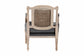 Baxton Studio Clemence French Provincial Grey Fabric Whitewashed Mahogany Wood Armchair