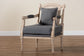 Baxton Studio Clemence French Provincial Grey Fabric Whitewashed Mahogany Wood Armchair