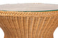bali & pari Nina Bohemian Light Honey Braided Rattan End Table with Glass Tabletop