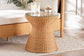 bali & pari Nina Bohemian Light Honey Braided Rattan End Table with Glass Tabletop