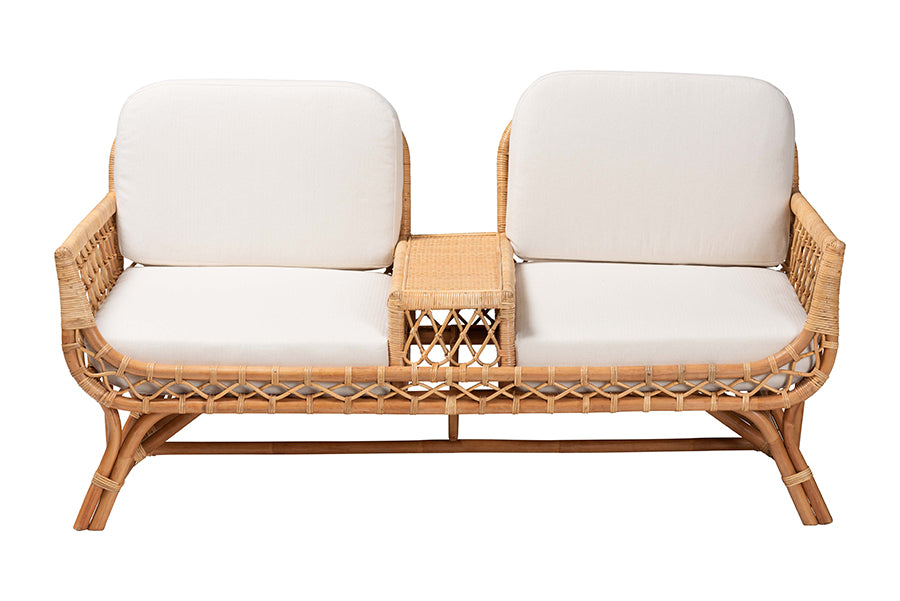 bali & pari Pakis Bohemian Light Honey Rattan Tete-a-Tete Sofa