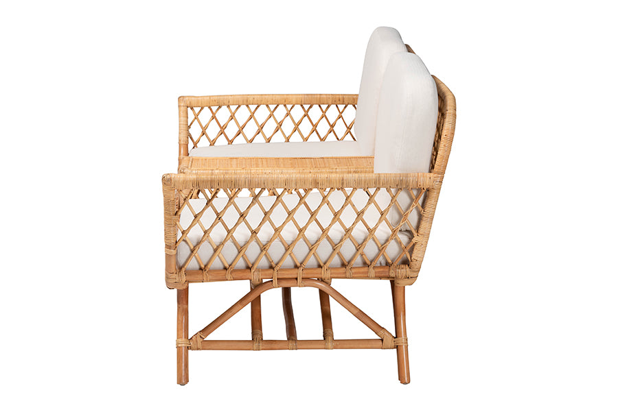 bali & pari Pakis Bohemian Light Honey Rattan Tete-a-Tete Sofa