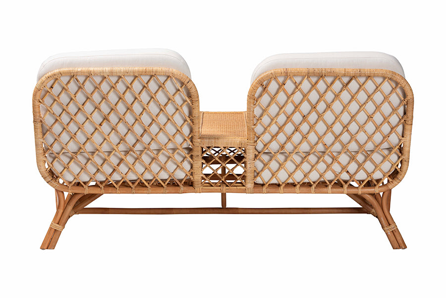 bali & pari Pakis Bohemian Light Honey Rattan Tete-a-Tete Sofa