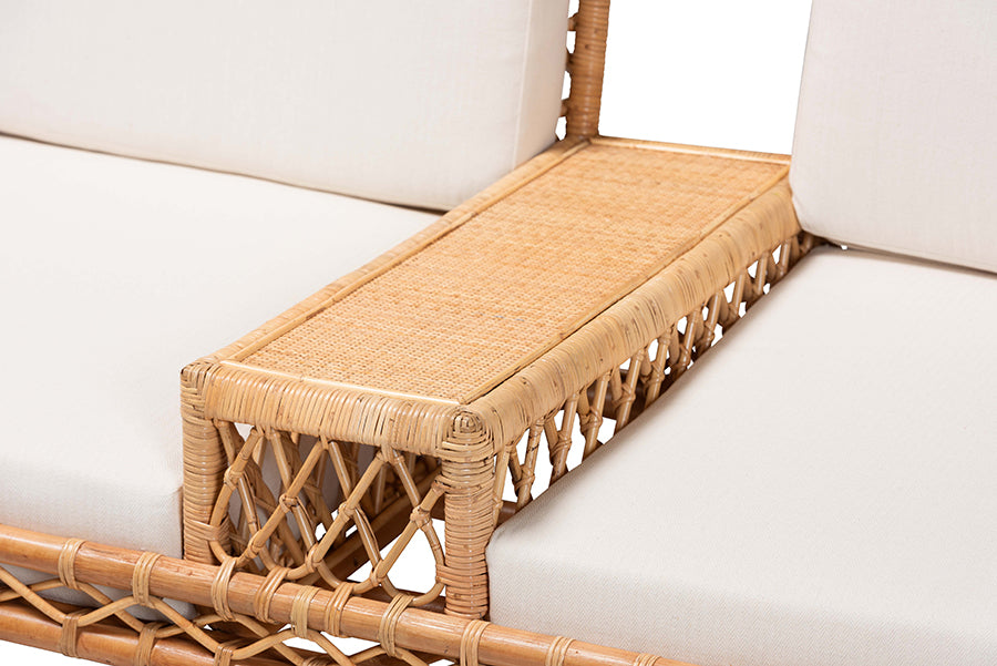 bali & pari Pakis Bohemian Light Honey Rattan Tete-a-Tete Sofa