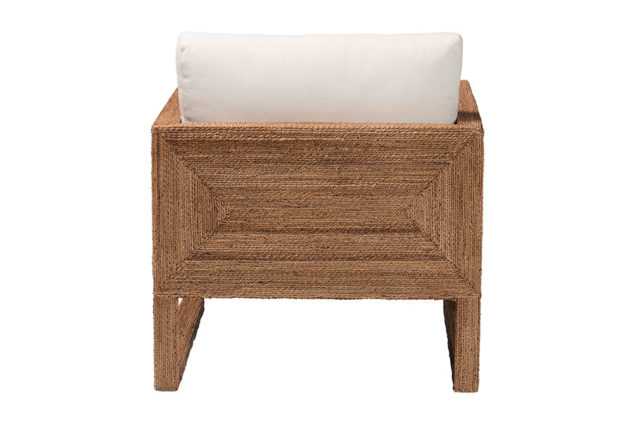 bali & pari Helina Bohemian Bleached Seagrass and Acacia Wood Arm Chair
