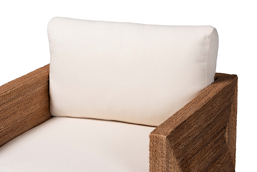 bali & pari Helina Bohemian Bleached Seagrass and Acacia Wood Arm Chair