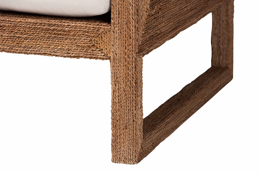 bali & pari Helina Bohemian Bleached Seagrass and Acacia Wood Arm Chair