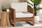 bali & pari Helina Bohemian Bleached Seagrass and Acacia Wood Arm Chair