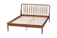 Baxton Studio Maeron Mid-Century Modern Walnut Brown Queen Platform Bed with Spindle Headboard