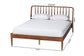 Baxton Studio Maeron Mid-Century Modern Walnut Brown Queen Platform Bed with Spindle Headboard