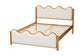 Baxton Studio Lilia Mid-Century Modern Scalloped Cream Boucle and Oak Brown Wood Queen Platform Bed