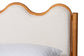 Baxton Studio Lilia Mid-Century Modern Scalloped Cream Boucle and Oak Brown Wood Queen Platform Bed