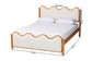 Baxton Studio Lilia Mid-Century Modern Scalloped Cream Boucle and Oak Brown Wood Queen Platform Bed