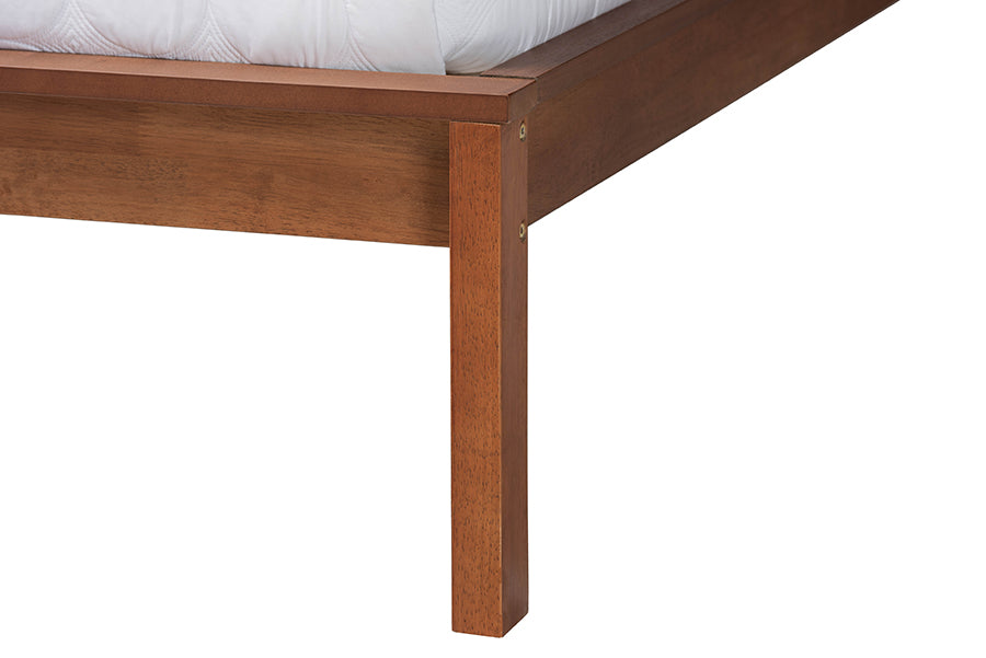 Baxton Studio Cascadia Mid-Century Modern Walnut Brown Wood Queen Size Wingback Platform Bed