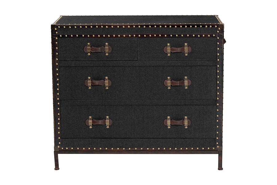Baxton Studio Benton Vintage Black Canvas 4-Drawer Storage Cabinet