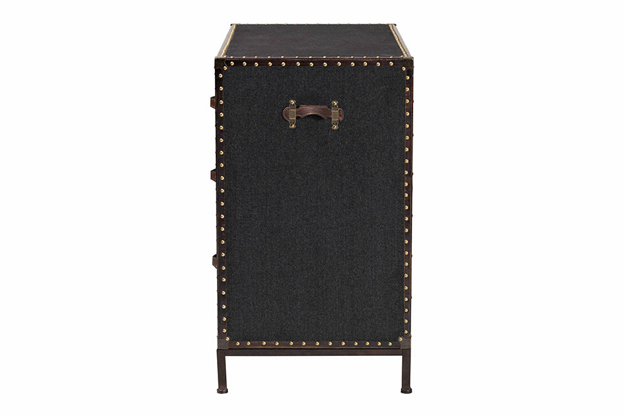Baxton Studio Benton Vintage Black Canvas 4-Drawer Storage Cabinet