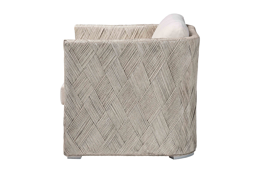 bali & pari Melbourne Natural Rattan Lounge Chair - Handwoven Wicker Armchair with Tuxedo Frame for Living Room, Lounge, or Sun Room