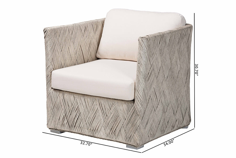 bali & pari Melbourne Natural Rattan Lounge Chair - Handwoven Wicker Armchair with Tuxedo Frame for Living Room, Lounge, or Sun Room