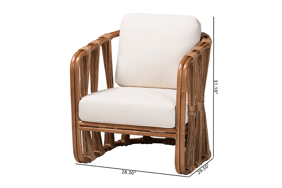 bali & pari Westham Bohemian Natural Rattan and Seagrass Arm Chair