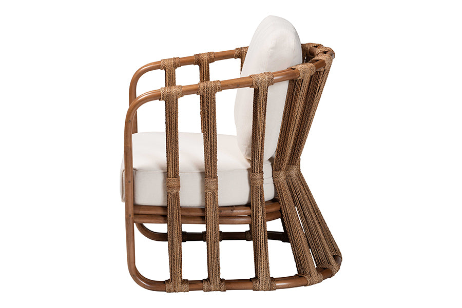 bali & pari Westham Bohemian Natural Rattan and Seagrass Arm Chair