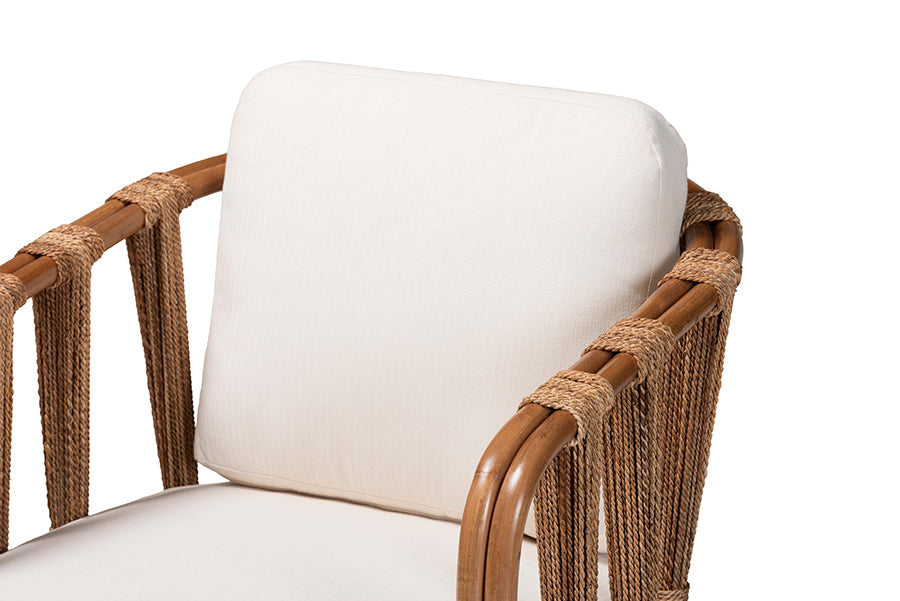 bali & pari Westham Bohemian Natural Rattan and Seagrass Arm Chair